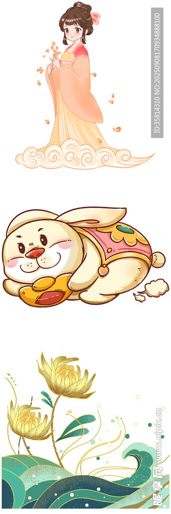 古風(fēng)女子與美食插畫