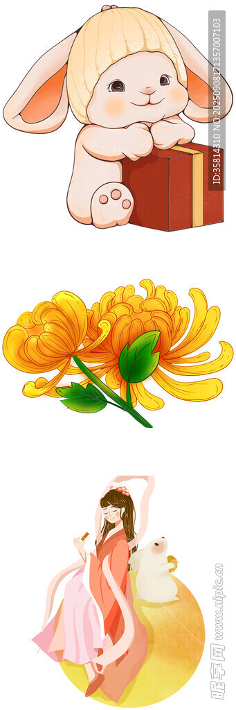 可愛小羊與古典元素插畫