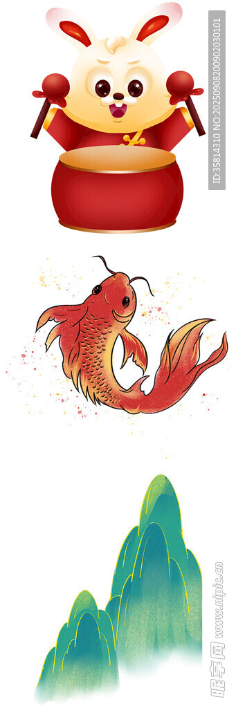 龍年吉祥元素插畫