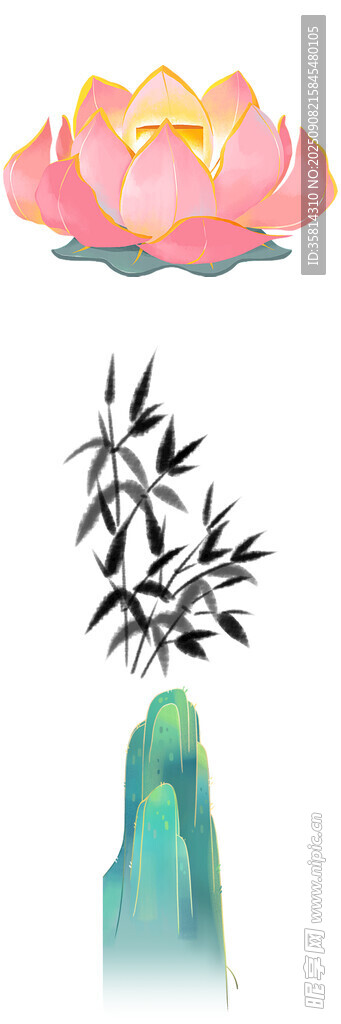 蓮花翠竹圖
