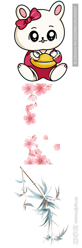 可愛小兔與春日花枝