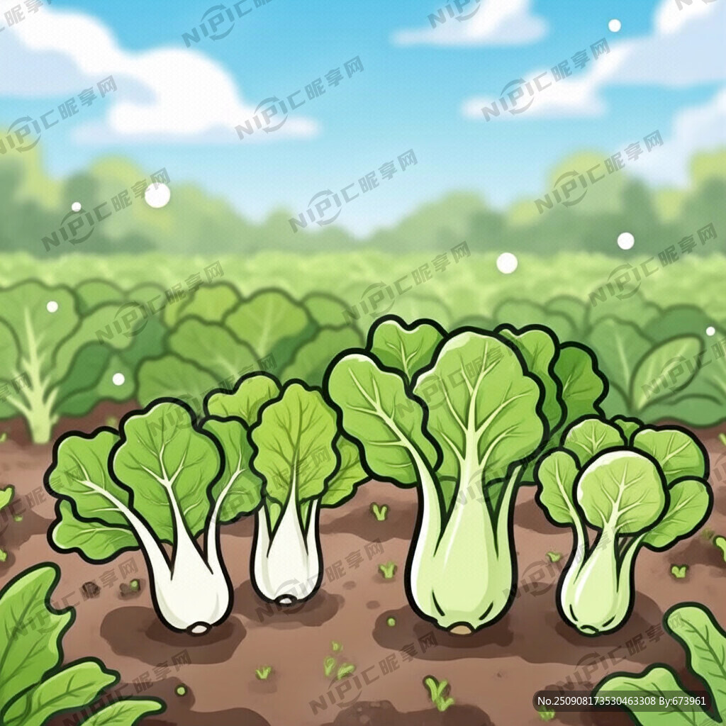 卡通 小白菜 甘藍(lán) 菜田