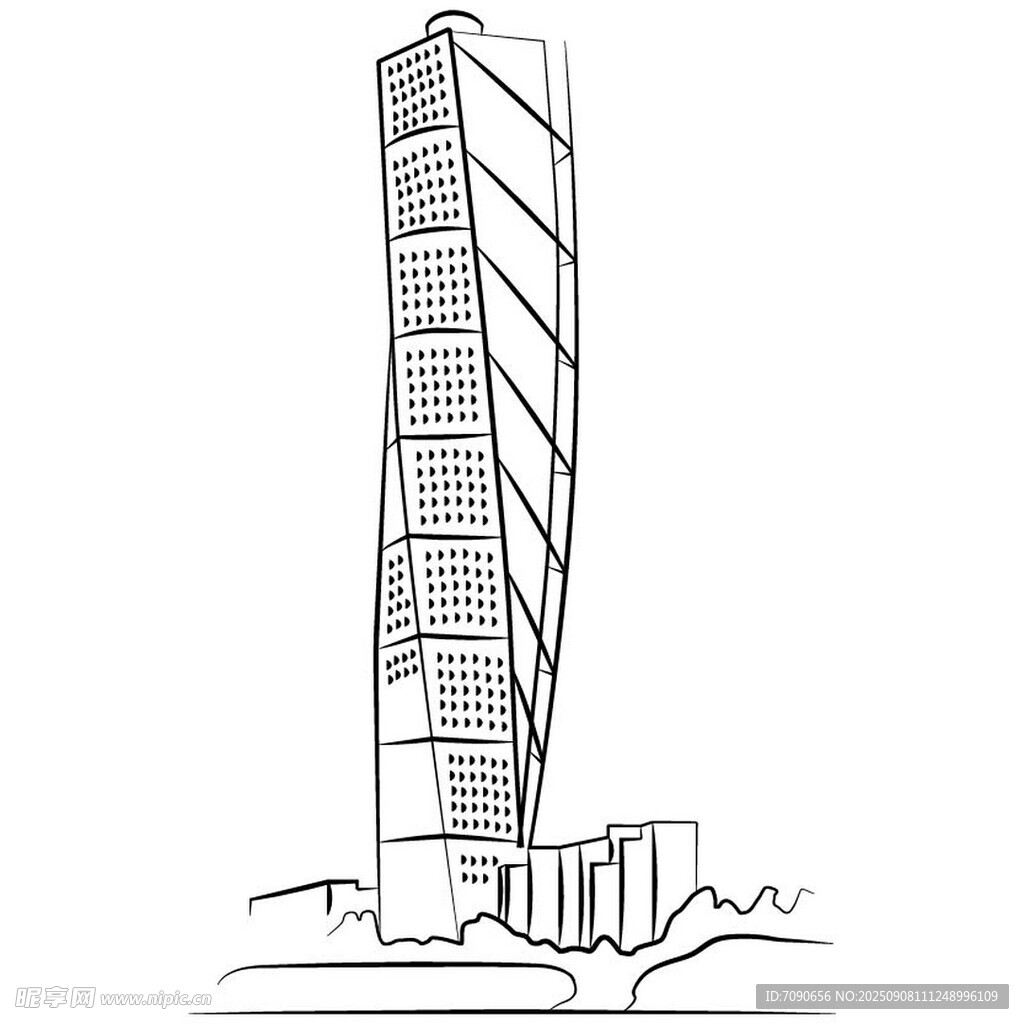 手繪摩天大樓建筑圖