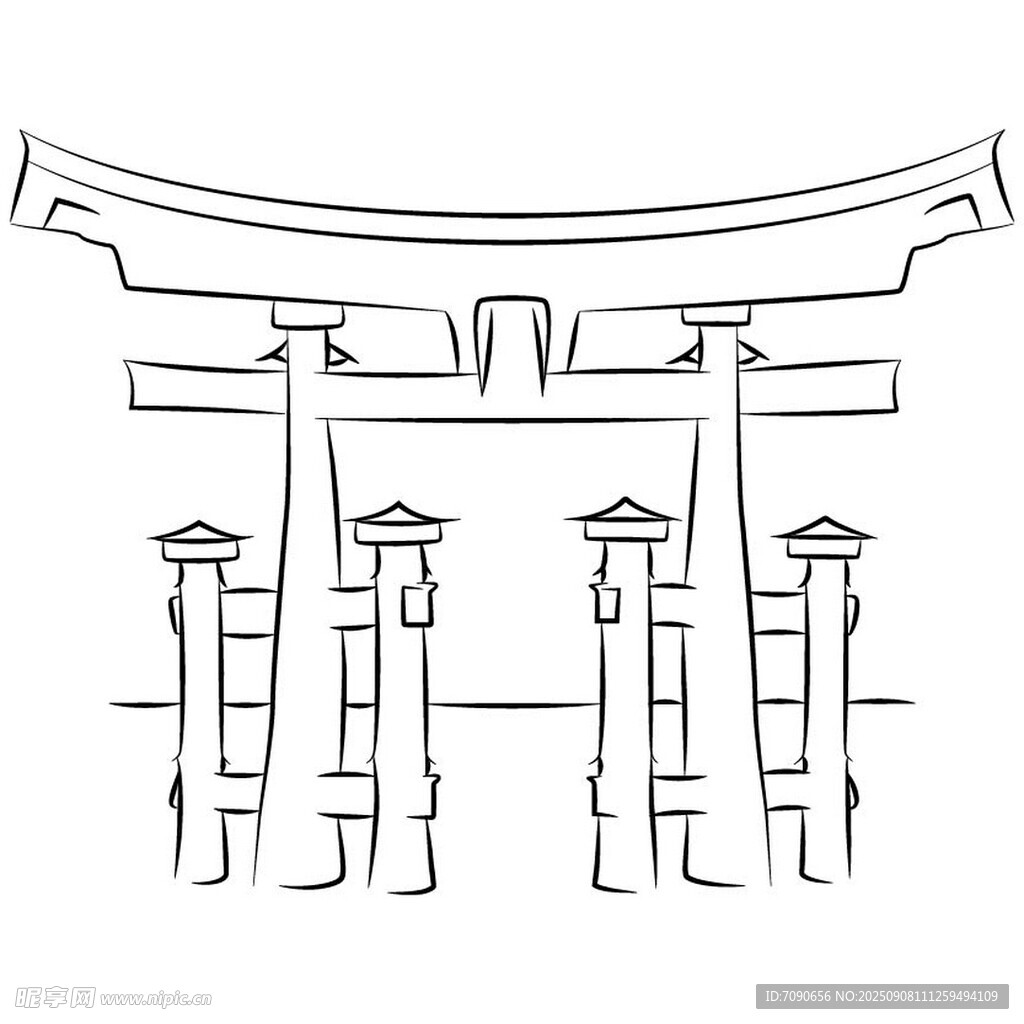 日式鳥居線條簡筆畫