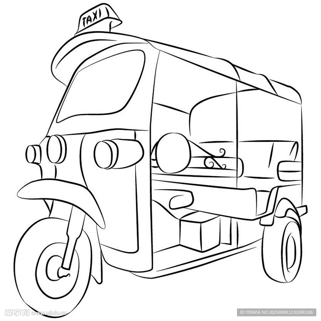 三輪小吃車線條圖