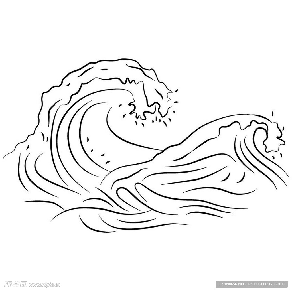 手繪海浪線條圖案