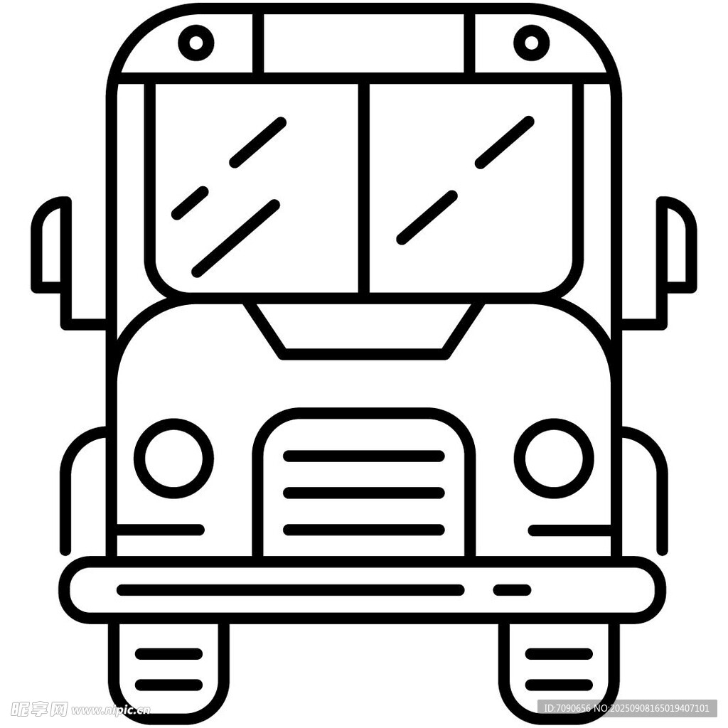 簡約線條風格的卡通公交車