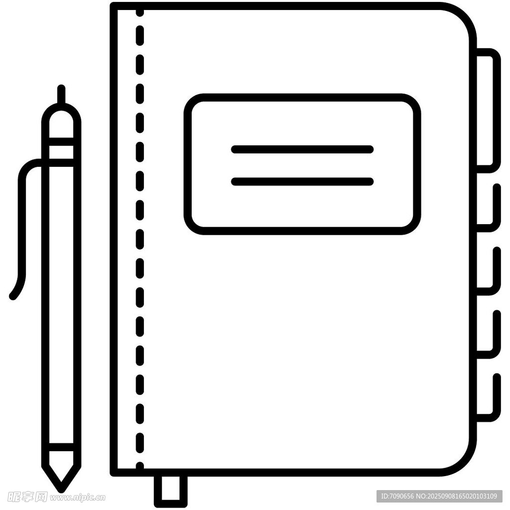 筆記本與筆的簡約圖標(biāo)
