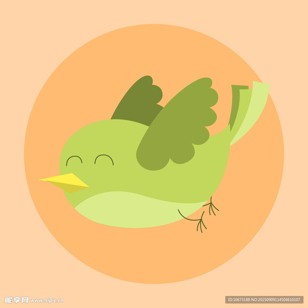 可愛(ài)綠小鳥插畫