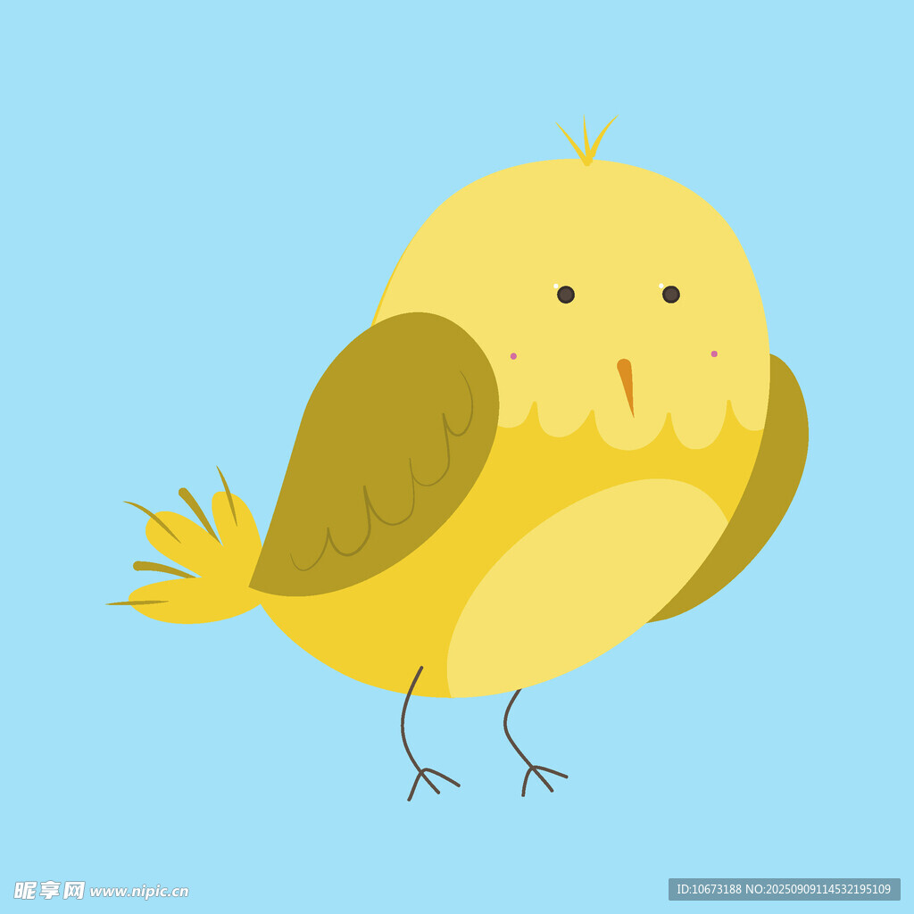 可愛小黃鳥插畫