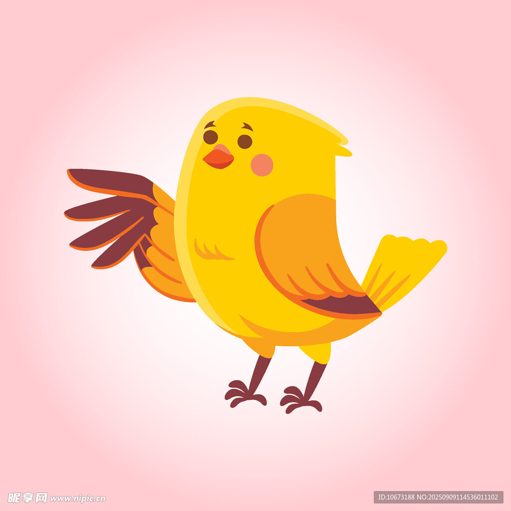 可愛小黃鳥插畫