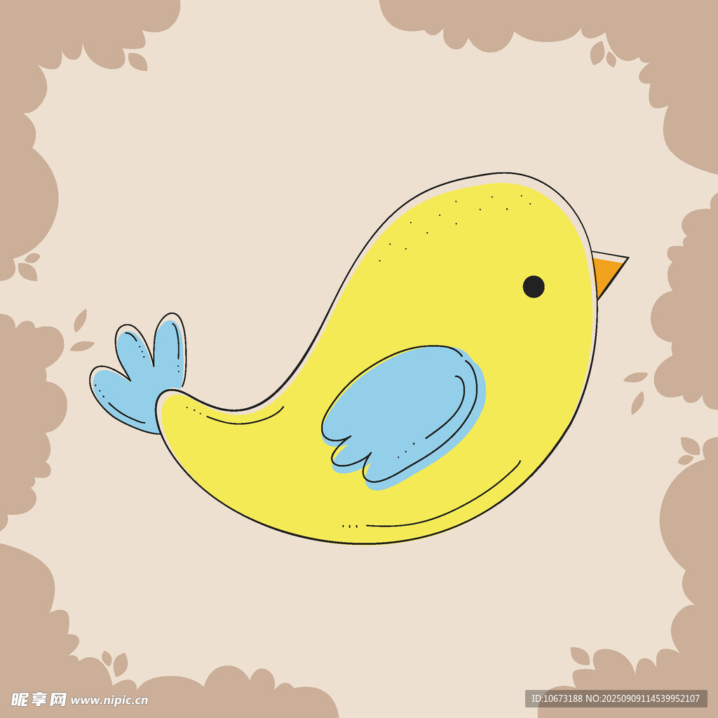 可愛小黃鳥插畫