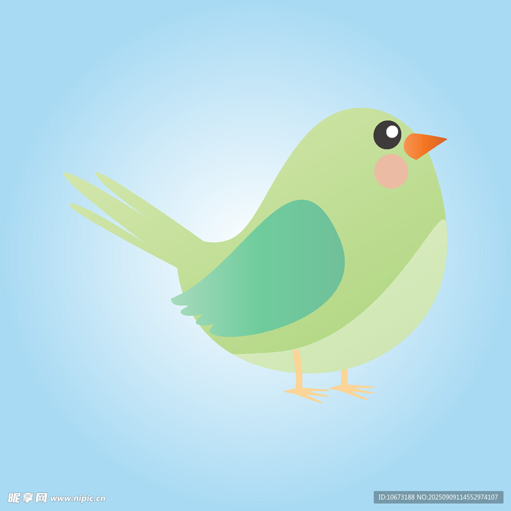 可愛綠小鳥插畫