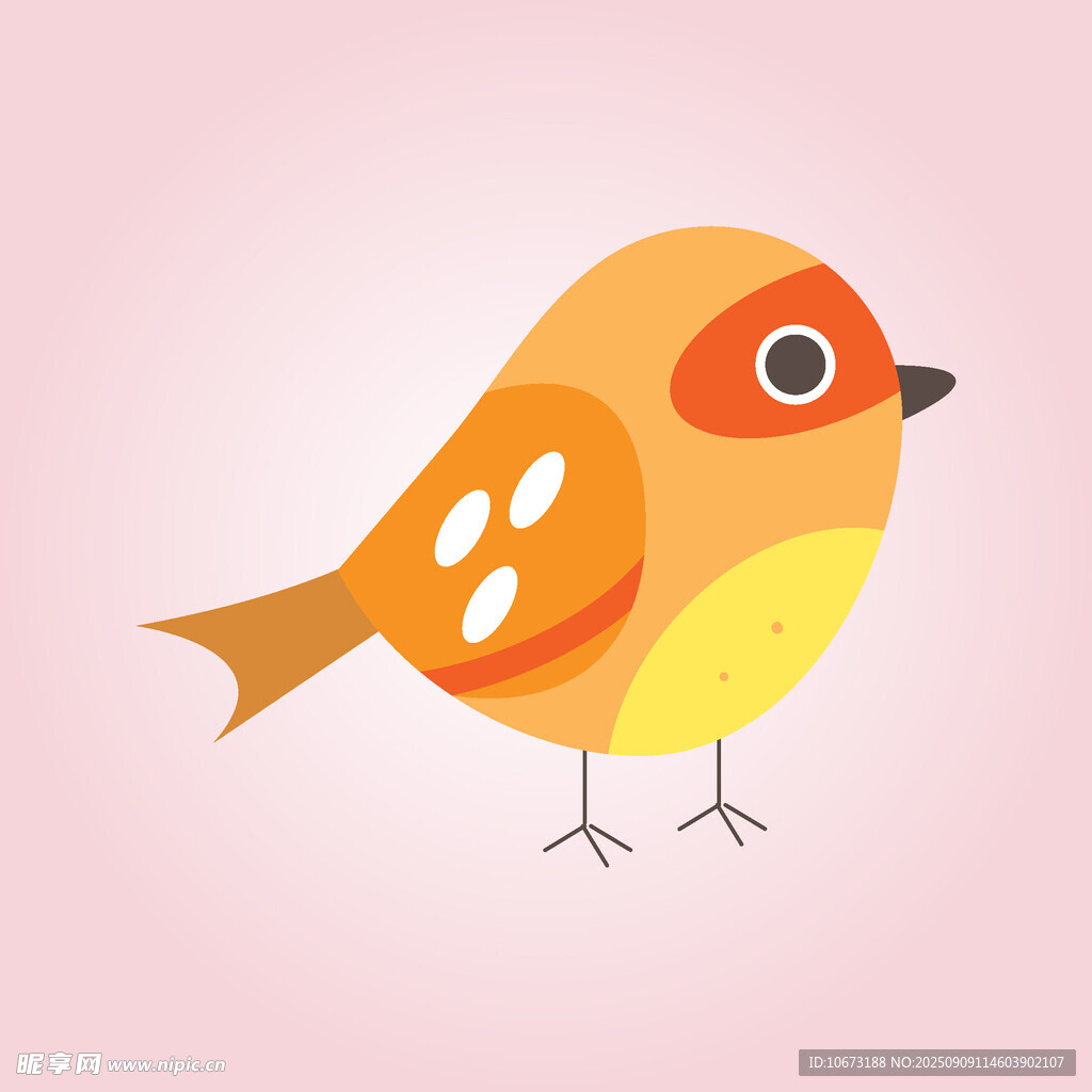 可愛(ài)橙色小鳥(niǎo)插畫(huà)