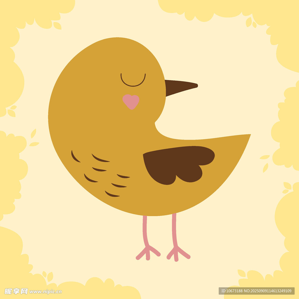可愛小黃鳥插畫