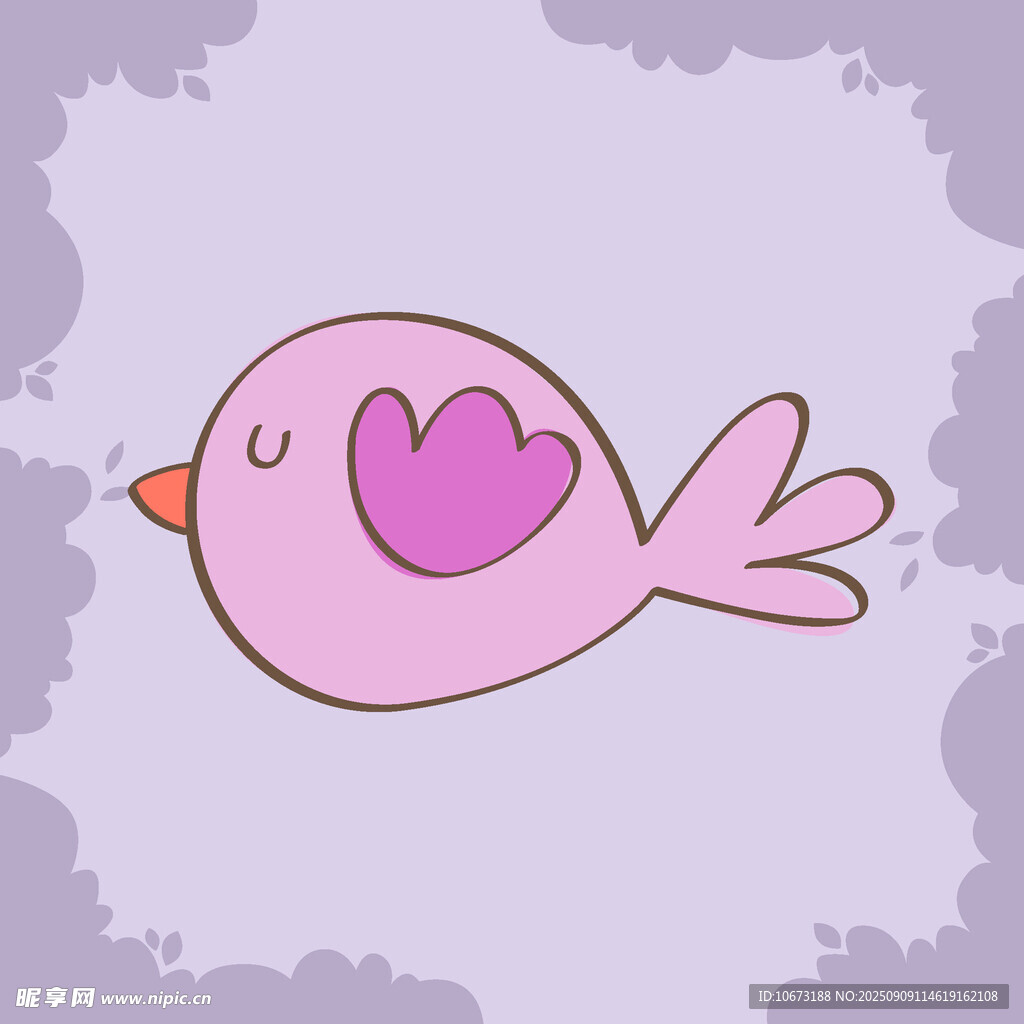 粉色愛心小鳥卡通插畫