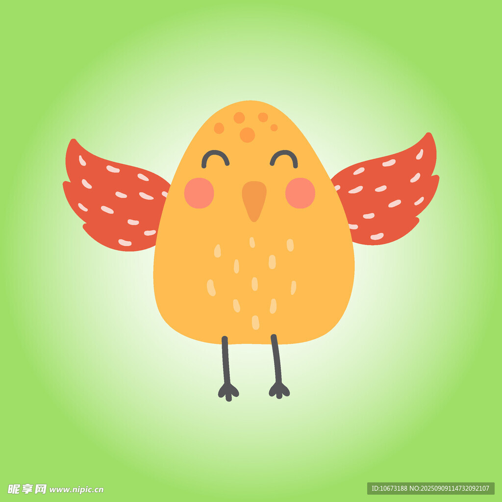 可愛(ài)小黃雞展翅微笑