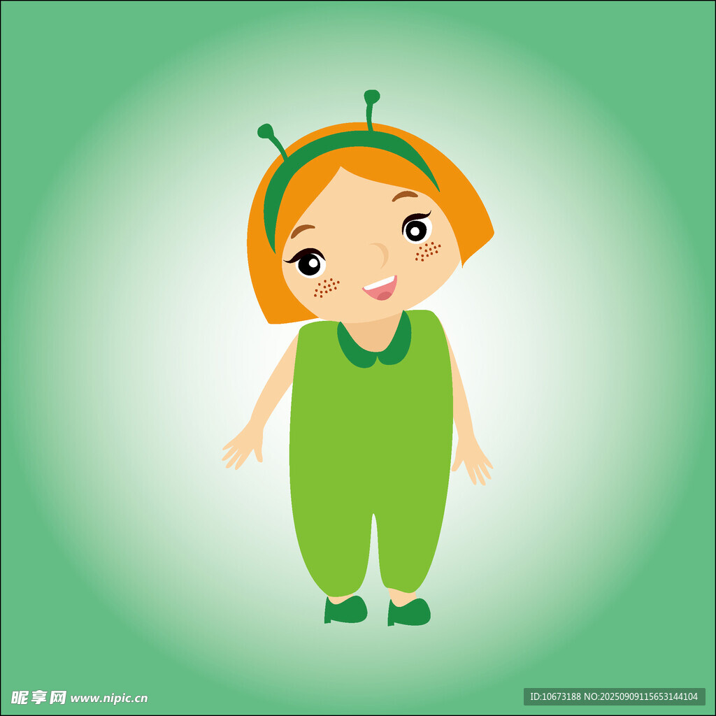 穿綠衣的可愛(ài)外星小女孩