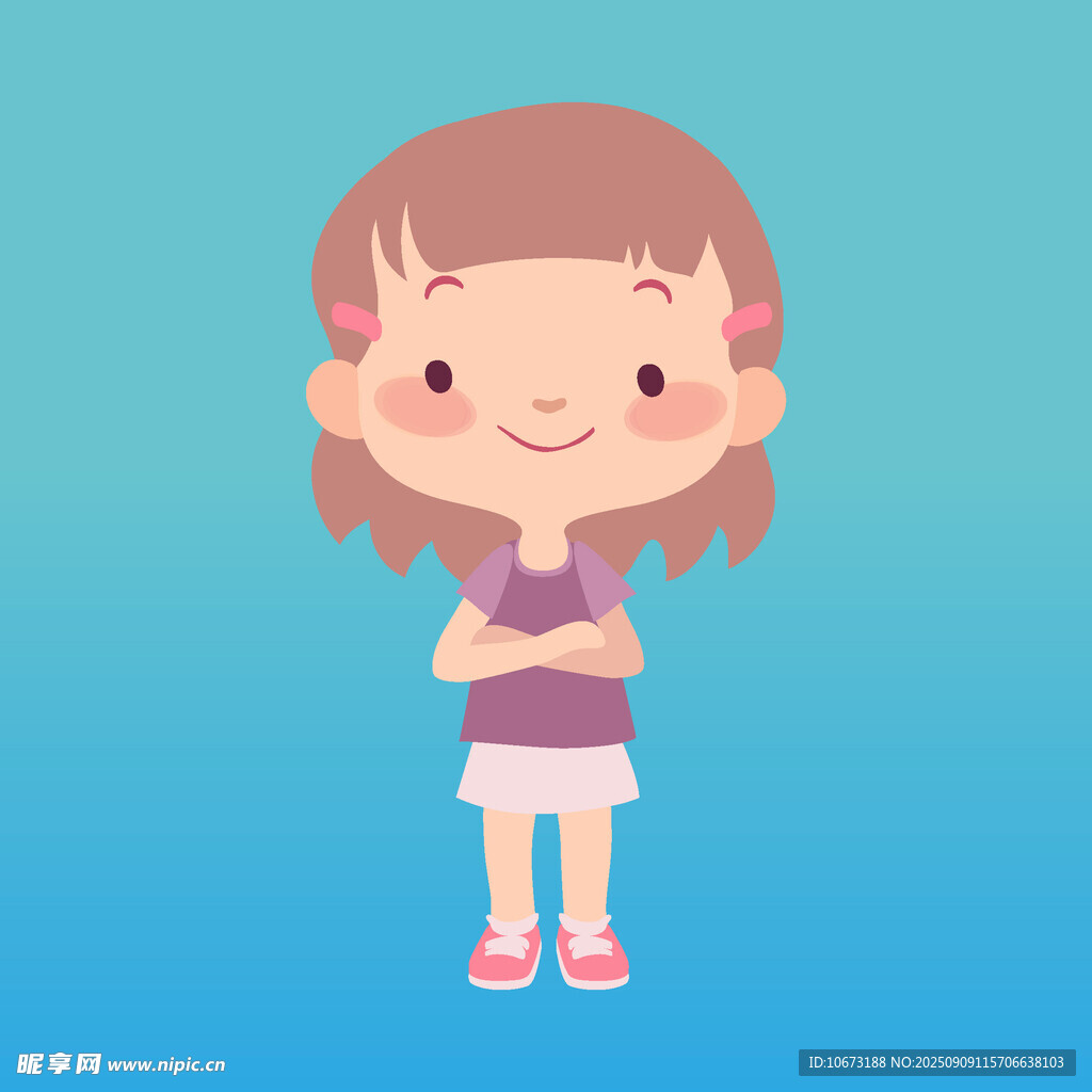 可愛(ài)小女孩站立微笑
