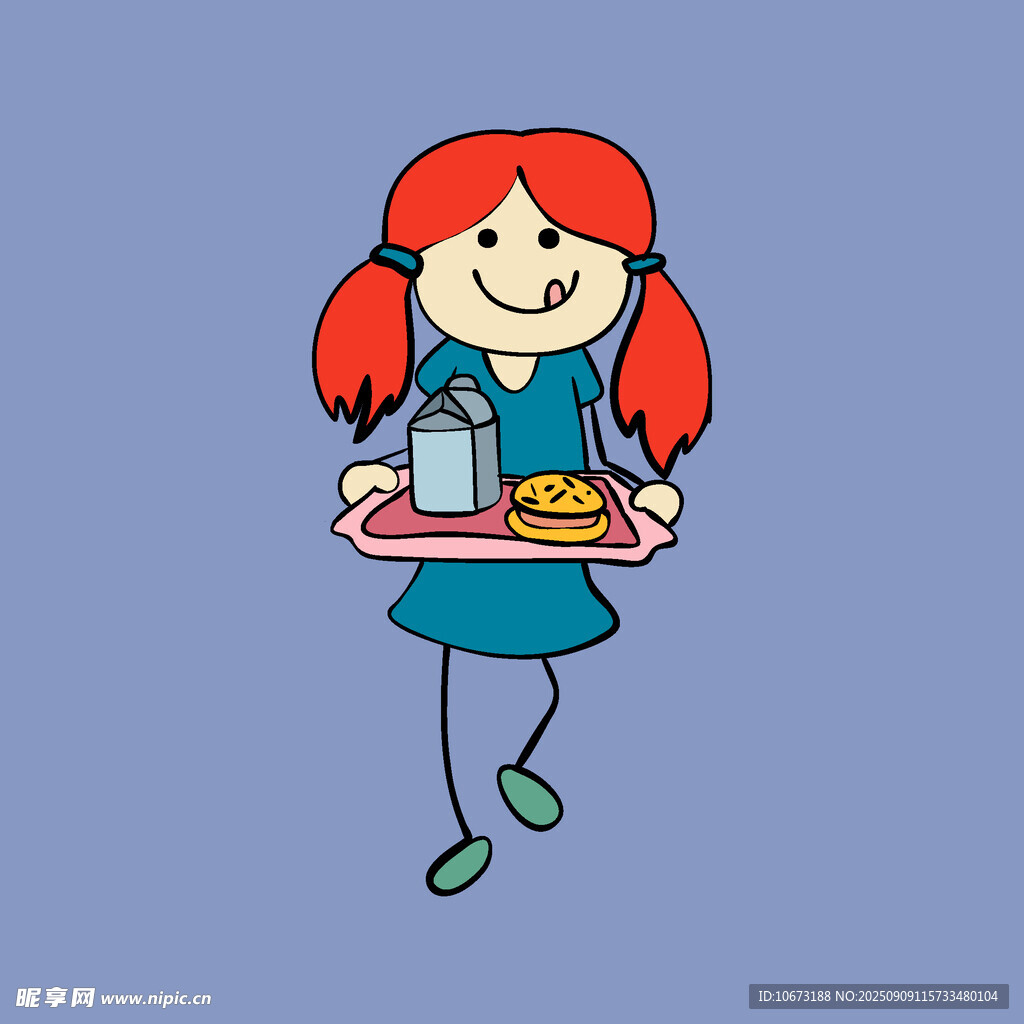 端餐盤的紅發(fā)小女孩
