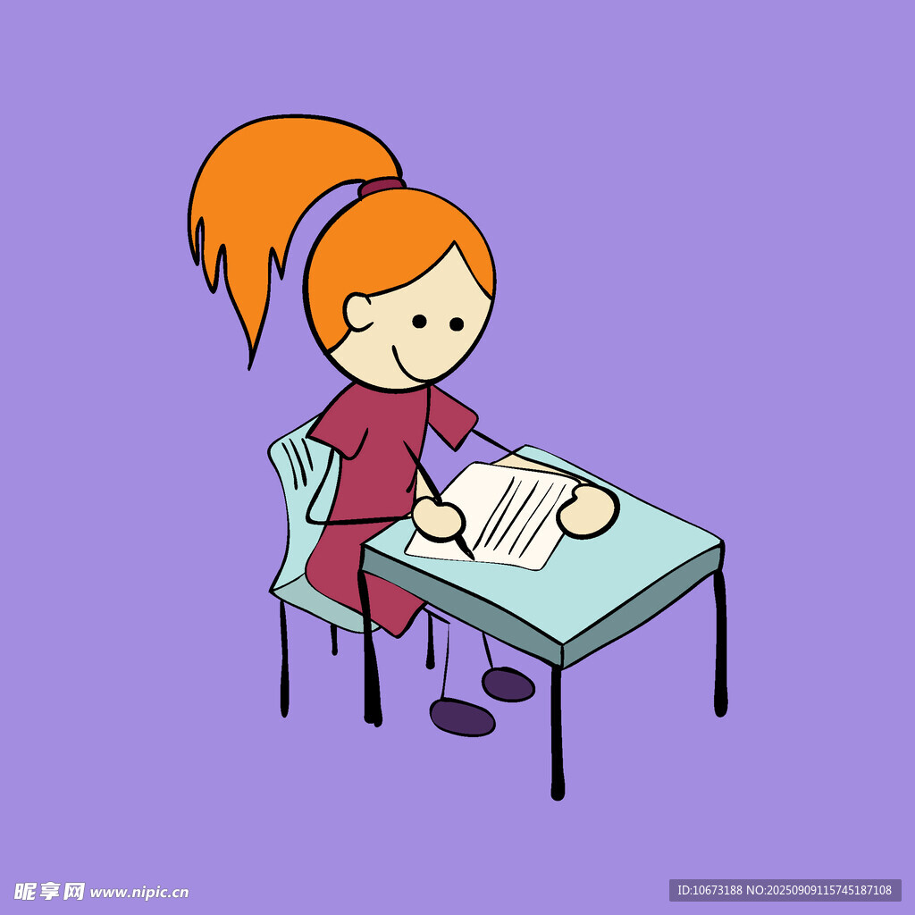 女孩伏案認(rèn)真書寫