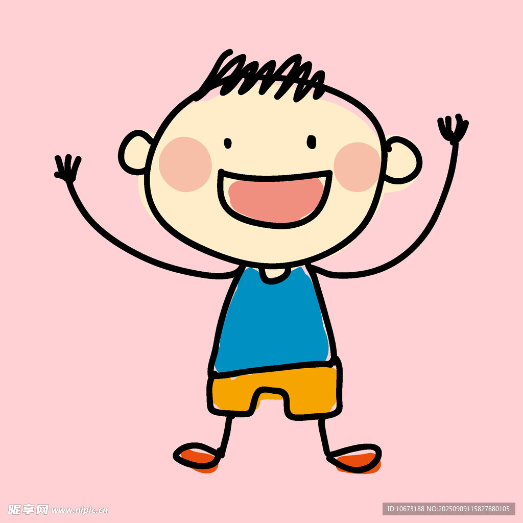 開心小男孩張開雙臂
