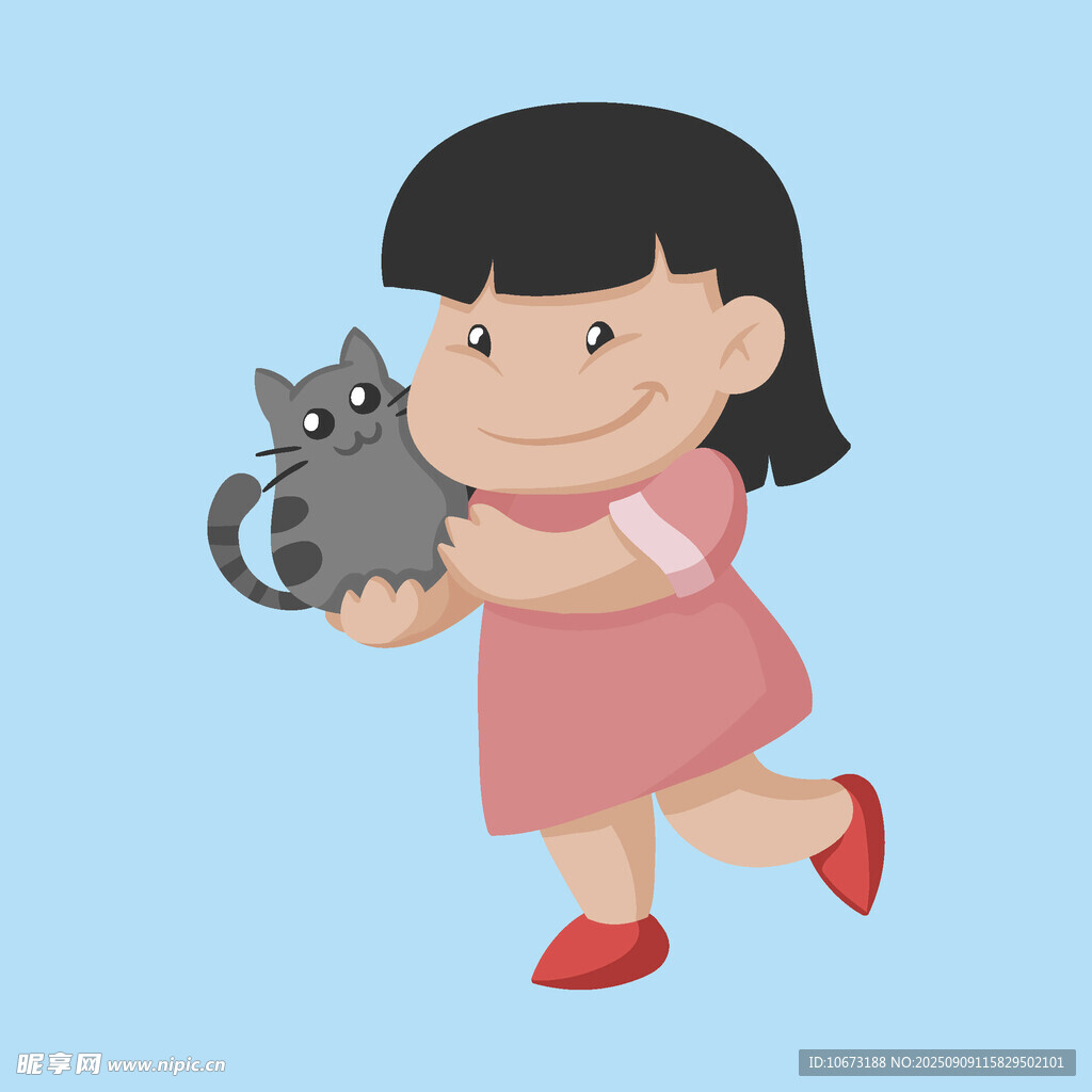 抱貓小女孩