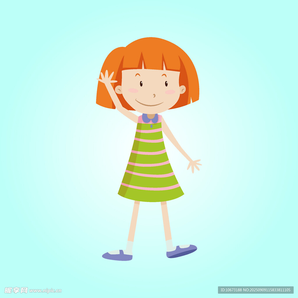 揮手的可愛(ài)小女孩