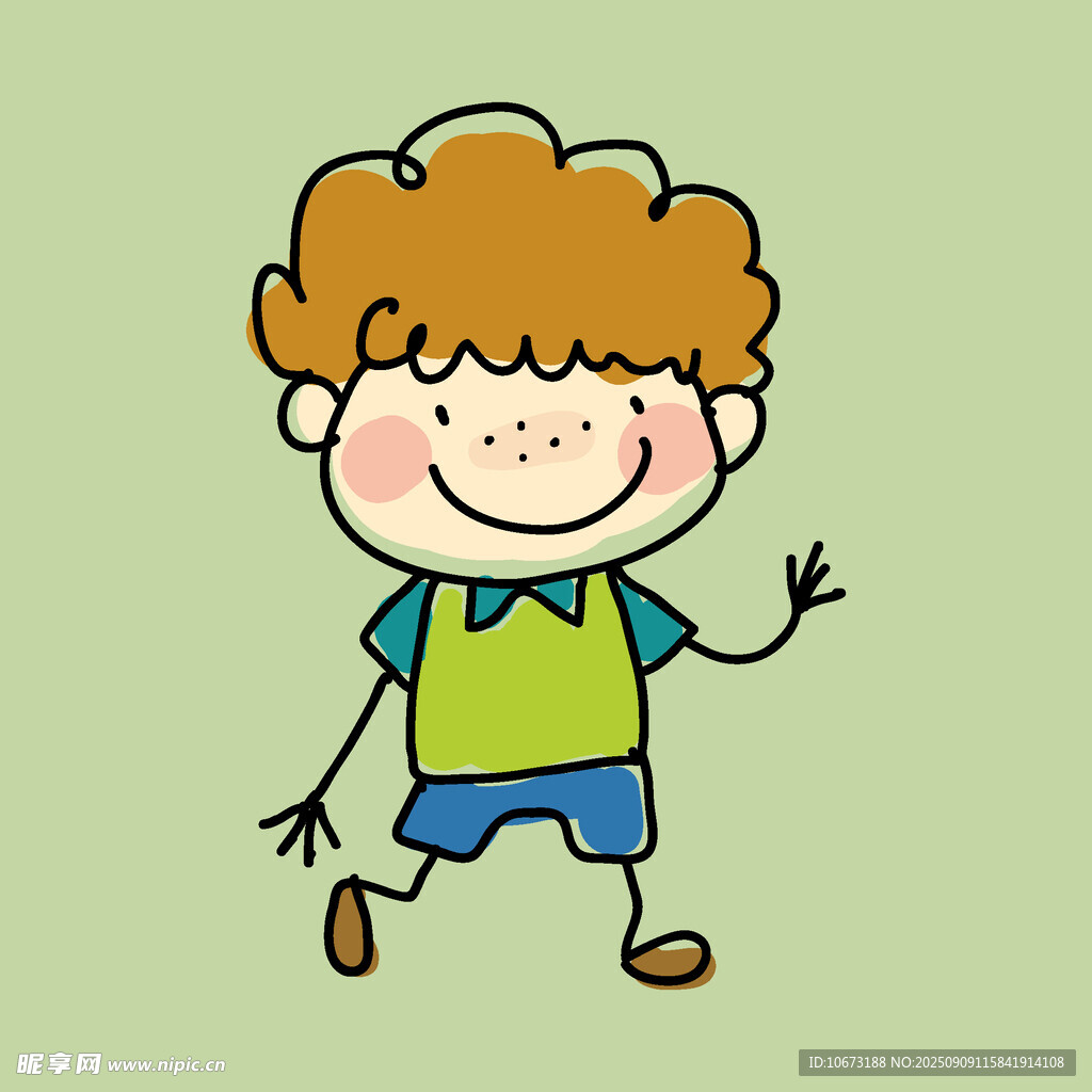 快樂小男孩揮手示意