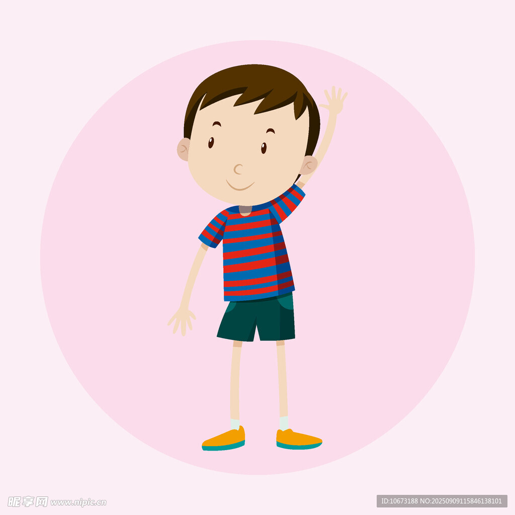 可愛小男孩站立卡通形象
