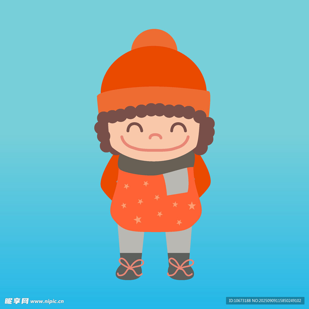 戴帽抱杯的可愛冬日小孩