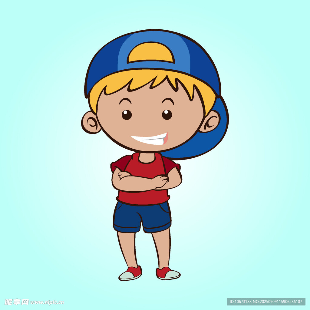戴帽微笑的活力小男孩