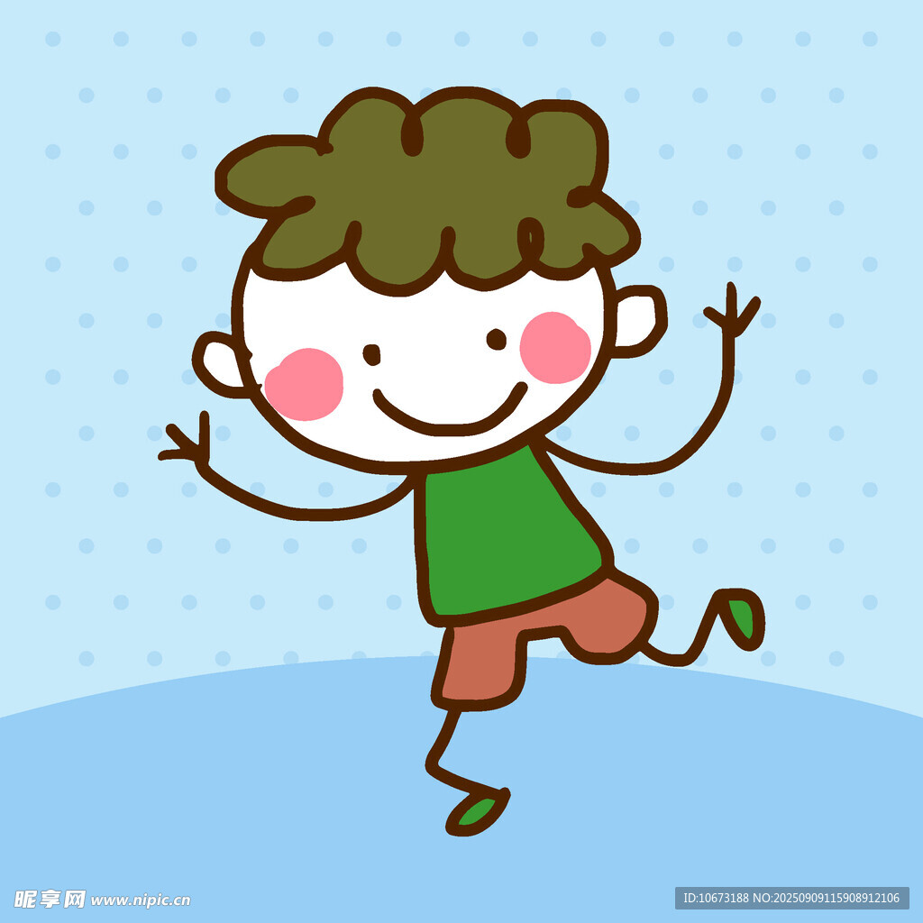 快樂跳躍的小男孩