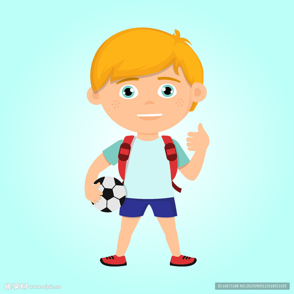 背著書包的足球男孩