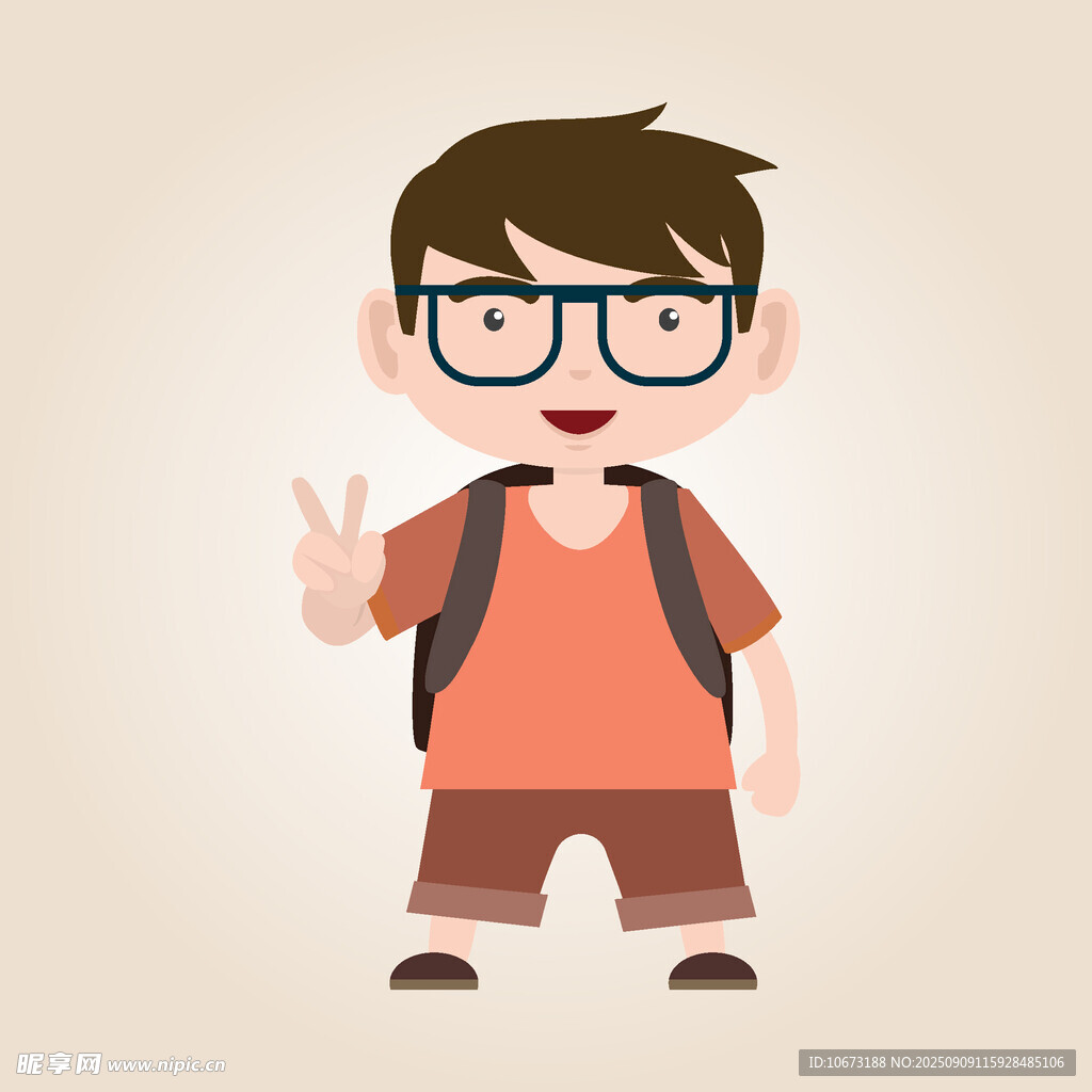 戴眼鏡的背包小男孩