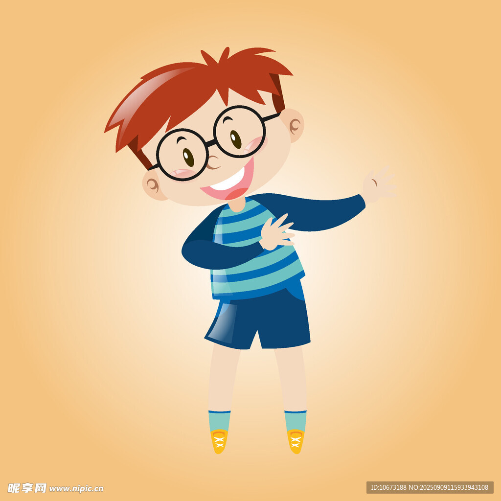 戴眼鏡的快樂小男孩