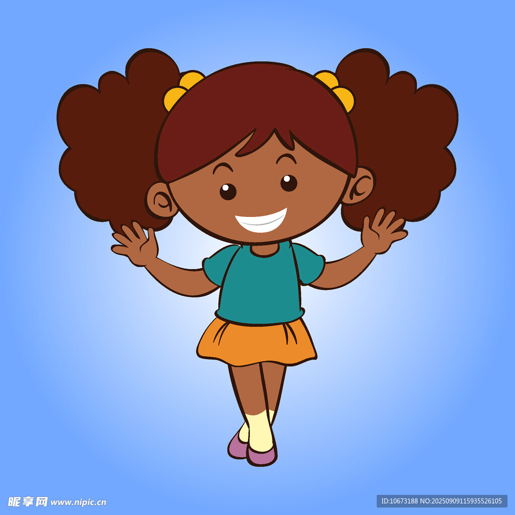 快樂跳躍的雙馬尾小女孩