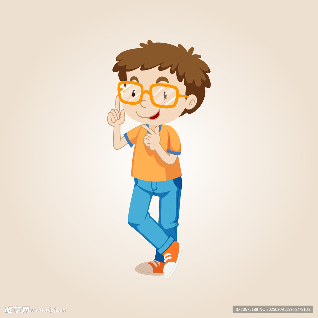 戴眼鏡的活力男孩