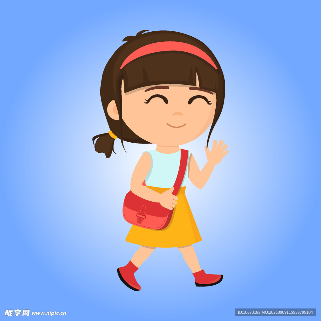 背著包的可愛小女孩