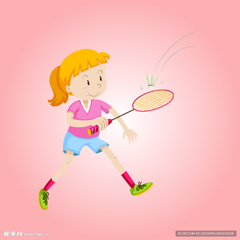 女孩快樂打羽毛球