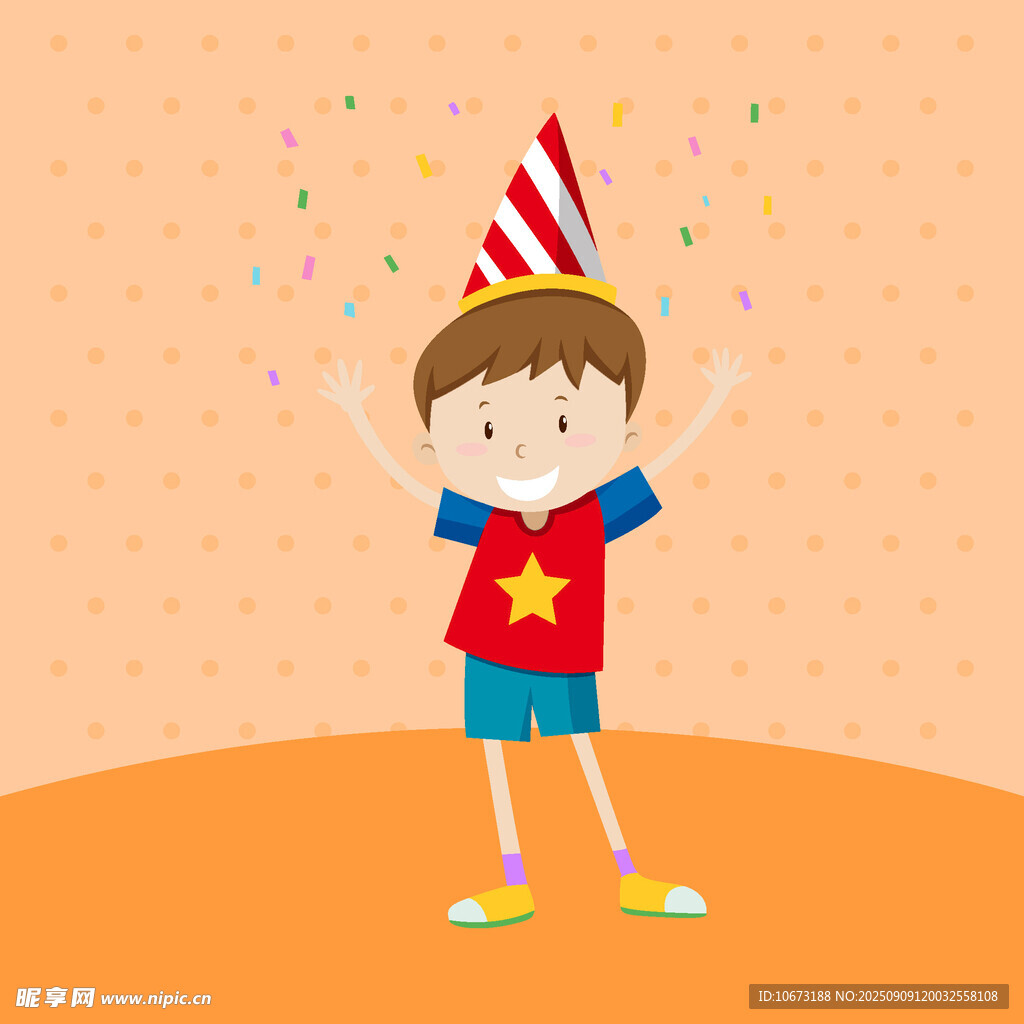 戴帽慶祝的歡樂小男孩