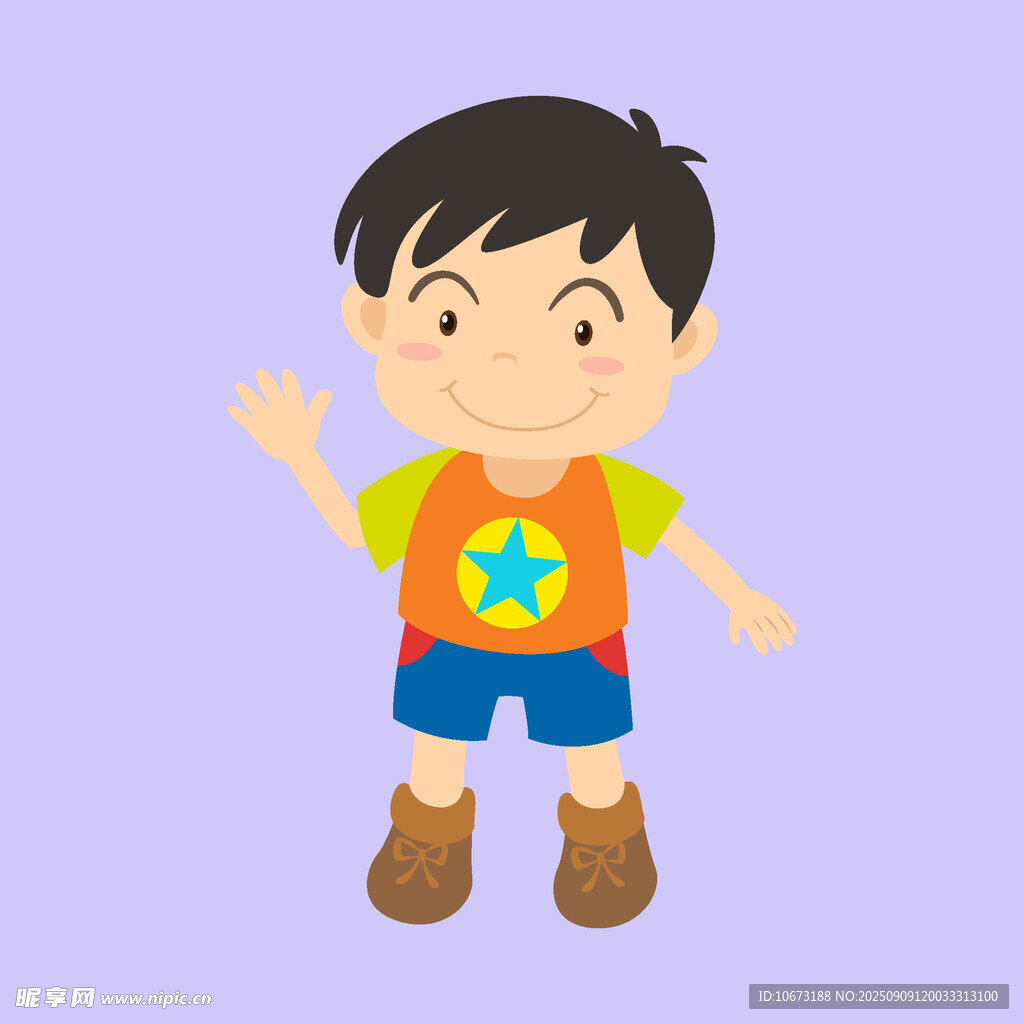 揮手小男孩卡通形象