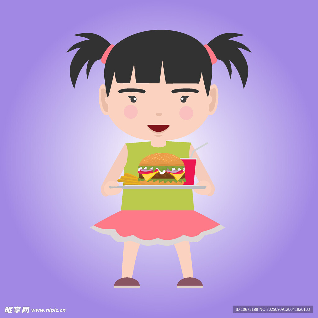 扎雙馬尾女孩手持禮盒