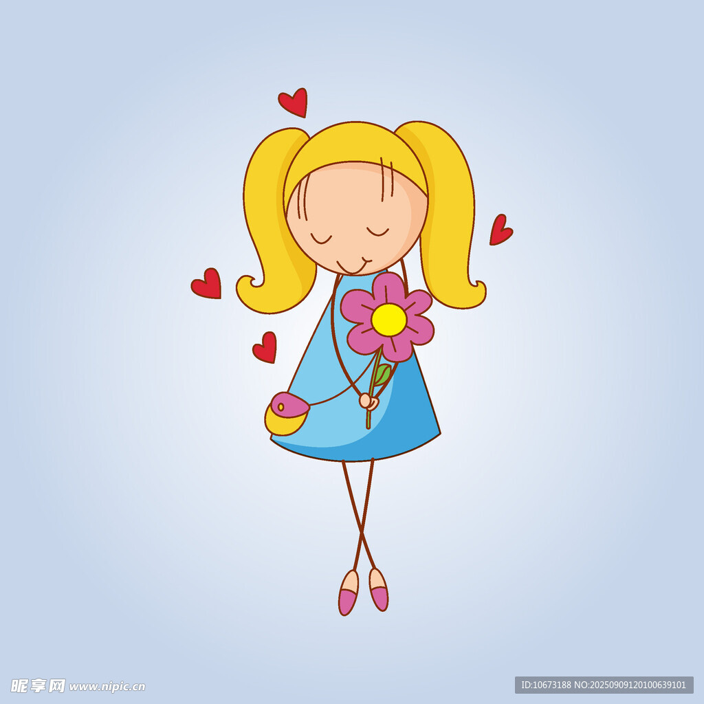 手持花束的可愛金發(fā)女孩