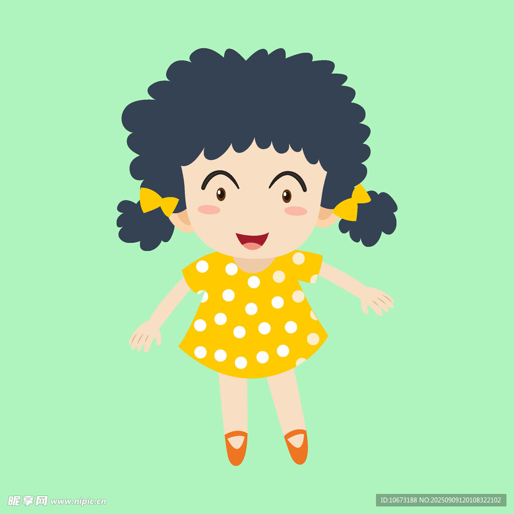 穿波點(diǎn)裙的快樂小女孩