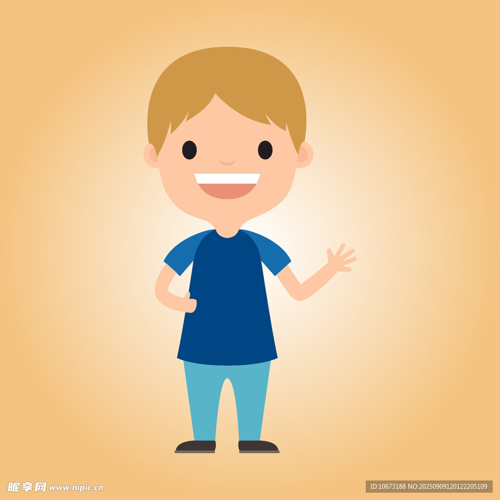微笑男孩伸手示意