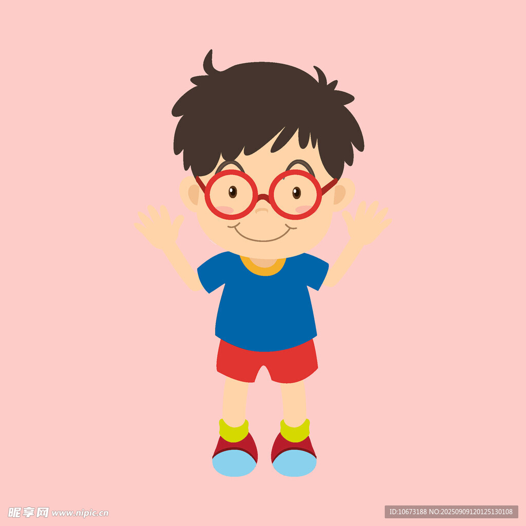 戴眼鏡的可愛(ài)小男孩