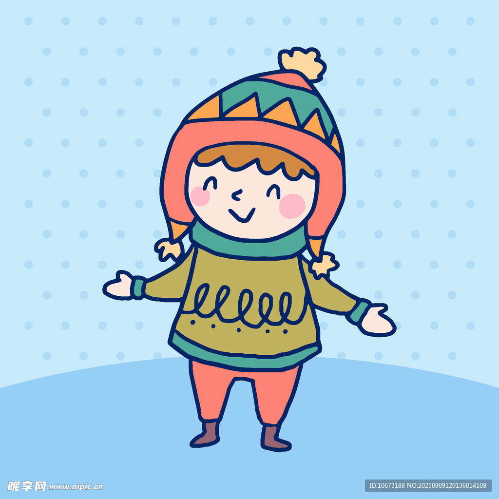 可愛冬裝卡通小孩