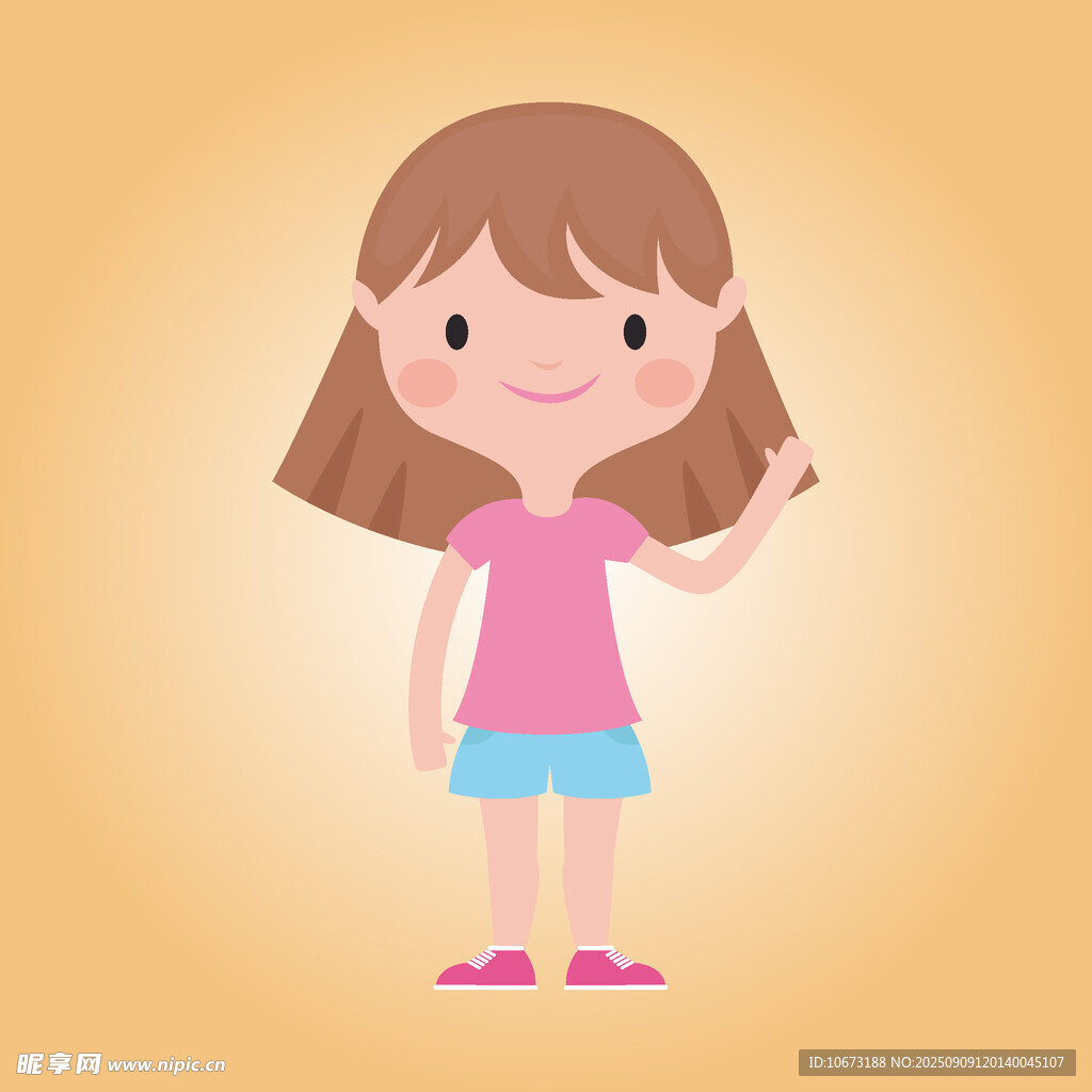 可愛(ài)揮手小女孩形象