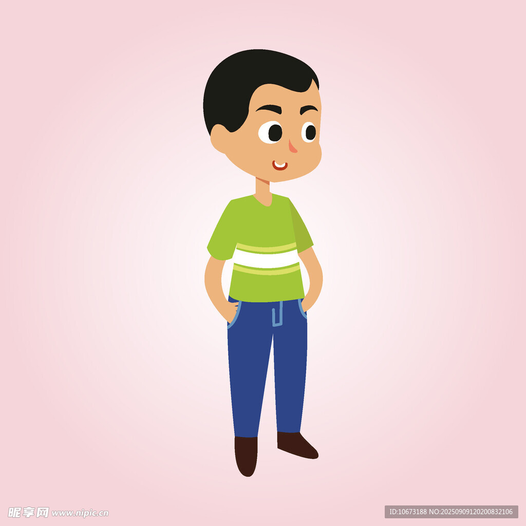 穿綠上衣的卡通小男孩